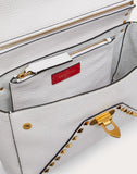 WOMEN'S VALENTINO GARAVANI ROCKSTUD HYPE GRAINY CALFSKIN SHOULDER BAG WHITE