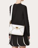 WOMEN'S VALENTINO GARAVANI ROCKSTUD HYPE GRAINY CALFSKIN SHOULDER BAG WHITE