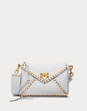 WOMEN'S VALENTINO GARAVANI ROCKSTUD HYPE GRAINY CALFSKIN SHOULDER BAG WHITE