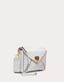 WOMEN'S VALENTINO GARAVANI ROCKSTUD HYPE GRAINY CALFSKIN SHOULDER BAG WHITE