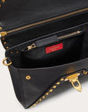 WOMEN'S VALENTINO GARAVANI ROCKSTUD HYPE GRAINY CALFSKIN SHOULDER BAG BLACK