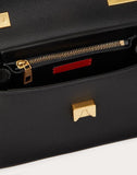 WOMEN'S VALENTINO GARAVANI VRING GRAINY CALFSKIN CROSSBODY CHAIN BAG BLACK