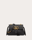 WOMEN'S VALENTINO GARAVANI VRING GRAINY CALFSKIN CROSSBODY CHAIN BAG BLACK