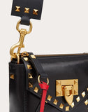 WOMEN'S VALENTINO GARAVANI SMALL ROCKSTUD HYPE SMOOTH CALFSKIN SHOULDER BAG BLACK