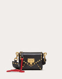 WOMEN'S VALENTINO GARAVANI SMALL ROCKSTUD HYPE SMOOTH CALFSKIN SHOULDER BAG BLACK