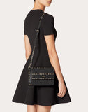 WOMEN'S VALENTINO GARAVANI SMALL ROCKSTUD GRAINY CALFSKIN CROSSBODY BAG BLACK