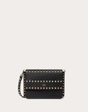 WOMEN'S VALENTINO GARAVANI SMALL ROCKSTUD GRAINY CALFSKIN CROSSBODY BAG BLACK