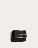 WOMEN'S VALENTINO GARAVANI SMALL ROCKSTUD GRAINY CALFSKIN CROSSBODY BAG BLACK