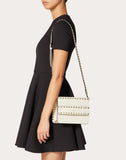 WOMEN'S VALENTINO GARAVANI SMALL ROCKSTUD GRAINY CALFSKIN CROSSBODY BAG LIGHT IVORY