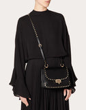 WOMEN'S VALENTINO GARAVANI SMALL ROCKSTUD SMOOTH CALFSKIN CROSSBODY BAG BLACK