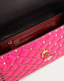WOMEN'S VALENTINO GARAVANI MEDIUM ROCKSTUD SPIKE FLUO CALFSKIN BAG SS20 RUNWAY PREVIEW AZALEA