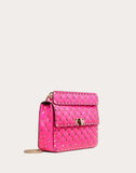 WOMEN'S VALENTINO GARAVANI MEDIUM ROCKSTUD SPIKE FLUO CALFSKIN BAG SS20 RUNWAY PREVIEW AZALEA