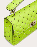 WOMEN'S VALENTINO GARAVANI MEDIUM ROCKSTUD SPIKE FLUO CALFSKIN BAG SS20 RUNWAY PREVIEW LIME