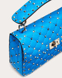 WOMEN'S VALENTINO GARAVANI MEDIUM ROCKSTUD SPIKE FLUO CALFSKIN BAG SS20 RUNWAY PREVIEW NEON BLUE