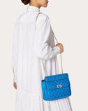 WOMEN'S VALENTINO GARAVANI MEDIUM ROCKSTUD SPIKE FLUO CALFSKIN BAG SS20 RUNWAY PREVIEW NEON BLUE