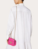 WOMEN'S VALENTINO GARAVANI MICRO ROCKSTUD SPIKE FLUO CALFSKIN BAG SS20 RUNWAY PREVIEW AZALEA