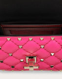 WOMEN'S VALENTINO GARAVANI MICRO ROCKSTUD SPIKE FLUO CALFSKIN BAG SS20 RUNWAY PREVIEW AZALEA