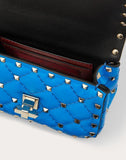 WOMEN'S VALENTINO GARAVANI MICRO ROCKSTUD SPIKE FLUO CALFSKIN BAG SS20 RUNWAY PREVIEW NEON BLUE