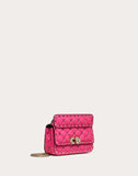 WOMEN'S VALENTINO GARAVANI MINI ROCKSTUD SPIKE FLUO CALFSKIN BAG SS20 RUNWAY PREVIEW AZALEA