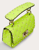 WOMEN'S VALENTINO GARAVANI MINI ROCKSTUD SPIKE FLUO CALFSKIN BAG SS20 RUNWAY PREVIEW LIME
