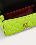 WOMEN'S VALENTINO GARAVANI MINI ROCKSTUD SPIKE FLUO CALFSKIN BAG SS20 RUNWAY PREVIEW LIME