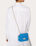 WOMEN'S VALENTINO GARAVANI MINI ROCKSTUD SPIKE FLUO CALFSKIN BAG SS20 RUNWAY PREVIEW NEON BLUE