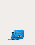 WOMEN'S VALENTINO GARAVANI MINI ROCKSTUD SPIKE FLUO CALFSKIN BAG SS20 RUNWAY PREVIEW NEON BLUE