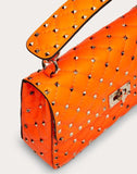 WOMEN'S VALENTINO GARAVANI MEDIUM ROCKSTUD SPIKE FLUO CALFSKIN BAG SS20 RUNWAY PREVIEW FLORESCENT ORANGE