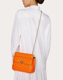WOMEN'S VALENTINO GARAVANI MEDIUM ROCKSTUD SPIKE FLUO CALFSKIN BAG SS20 RUNWAY PREVIEW FLORESCENT ORANGE