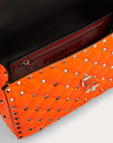 WOMEN'S VALENTINO GARAVANI MEDIUM ROCKSTUD SPIKE FLUO CALFSKIN BAG SS20 RUNWAY PREVIEW FLORESCENT ORANGE