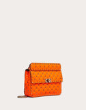WOMEN'S VALENTINO GARAVANI MEDIUM ROCKSTUD SPIKE FLUO CALFSKIN BAG SS20 RUNWAY PREVIEW FLORESCENT ORANGE