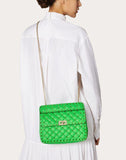 WOMEN'S VALENTINO GARAVANI MEDIUM ROCKSTUD SPIKE FLUO CALFSKIN BAG SS20 RUNWAY PREVIEW FLUORESCENT GREEN