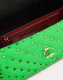 WOMEN'S VALENTINO GARAVANI MEDIUM ROCKSTUD SPIKE FLUO CALFSKIN BAG SS20 RUNWAY PREVIEW FLUORESCENT GREEN