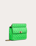 WOMEN'S VALENTINO GARAVANI MEDIUM ROCKSTUD SPIKE FLUO CALFSKIN BAG SS20 RUNWAY PREVIEW FLUORESCENT GREEN