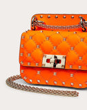 WOMEN'S VALENTINO GARAVANI MICRO ROCKSTUD SPIKE FLUO CALFSKIN BAG SS20 RUNWAY PREVIEW FLORESCENT ORANGE