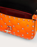 WOMEN'S VALENTINO GARAVANI MINI ROCKSTUD SPIKE FLUO CALFSKIN BAG SS20 RUNWAY PREVIEW FLORESCENT ORANGE