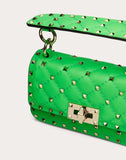 WOMEN'S VALENTINO GARAVANI MINI ROCKSTUD SPIKE FLUO CALFSKIN BAG SS20 RUNWAY PREVIEW FLUORESCENT GREEN
