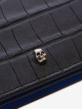 MEN'S ALEXANDER McQUEEN EMBOSSED CROC BUSINESS CARDHOLDER BLACK