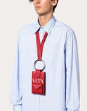MEN'S VALENTINO GARAVANI VLTN PHONE CASE WITH NECK STRAP RED