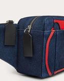 MEN'S VALENTINO GARAVANI DENIM VLOGO BELT BAG DARK BLUE