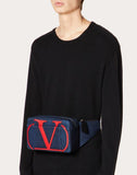 MEN'S VALENTINO GARAVANI DENIM VLOGO BELT BAG DARK BLUE