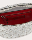 WOMEN'S VALENTINO GARAVANI ROCKSTUD SPIKE METALLIC NAPPA LEATHER BELT BAG SILVER