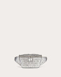 WOMEN'S VALENTINO GARAVANI ROCKSTUD SPIKE METALLIC NAPPA LEATHER BELT BAG SILVER