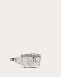 WOMEN'S VALENTINO GARAVANI ROCKSTUD SPIKE METALLIC NAPPA LEATHER BELT BAG SILVER