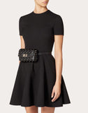 WOMEN'S VALENTINO GARAVANI ROCKSTUD SPIKE NAPPA LEATHER BELT BAG BLACK