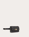 WOMEN'S VALENTINO GARAVANI ROCKSTUD SPIKE NAPPA LEATHER BELT BAG BLACK