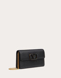 WOMEN'S VALENTINO GARAVANI VSLING GRAINY CALFSKIN WALLET WITH CHAIN STRAP BLACK