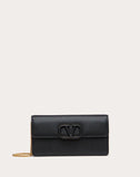 WOMEN'S VALENTINO GARAVANI VSLING GRAINY CALFSKIN WALLET WITH CHAIN STRAP BLACK