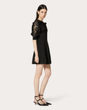 WOMEN'S VALENTINO STRETCH VISCOSE AND HEAVY LACE DRESS BLACK