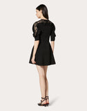 WOMEN'S VALENTINO STRETCH VISCOSE AND HEAVY LACE DRESS BLACK